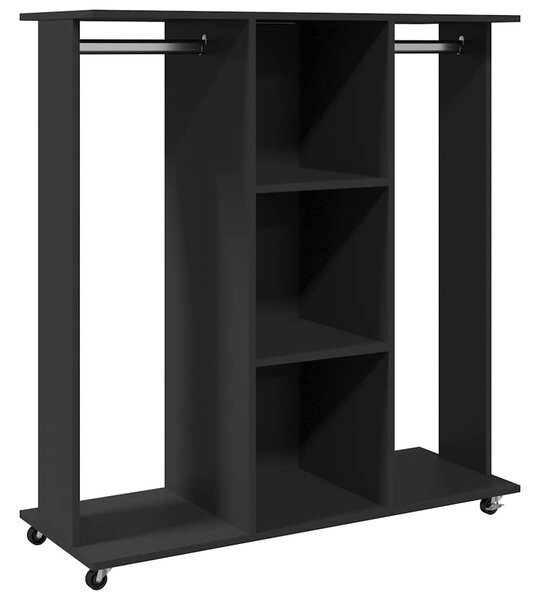 Fekete szerelt fa ruhásszekrény kerékkel 102 x 38 x 110 cm