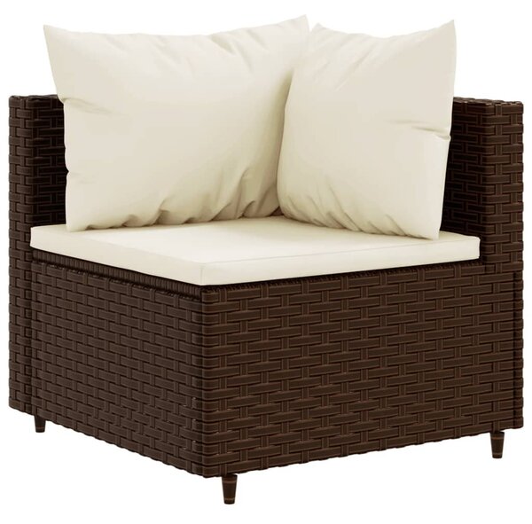10 részes barna polyrattan kerti bútorszett párnákkal