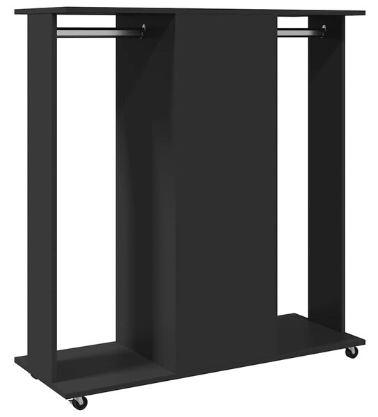 Fekete szerelt fa ruhásszekrény kerékkel 102 x 38 x 110 cm
