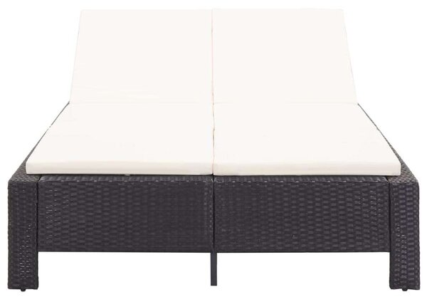 VidaXL Napozóágy - 2 személyes - Fekete Polyrattan