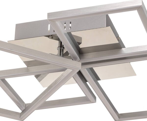 Briloner Frame LED mennyezeti lámpa, CCT, 4 lámpás, alumínium, dimmelhető, Alu / szürke / cink, Nappali / Étkező, fém, Modern