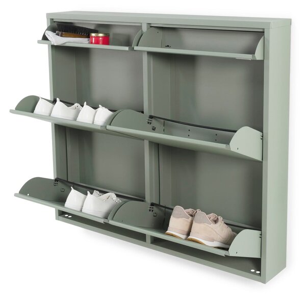 Szürkészöld fém billenő ajtós cipőtartó 98x86x15 cm Billy – Spinder Design
