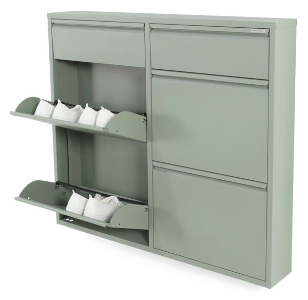 Szürkészöld fém billenő ajtós cipőtartó 98x86x15 cm Billy – Spinder Design