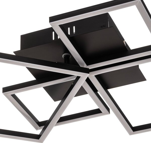 Briloner Frame LED mennyezeti lámpa, CCT, 4 lámpás, fekete, dimmelhető, Fekete, Nappali / Étkező, fém, Modern