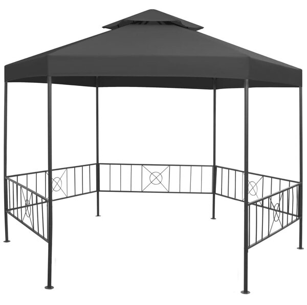 Antracitszürke kerti pavilon 323 x 275 x 265 cm