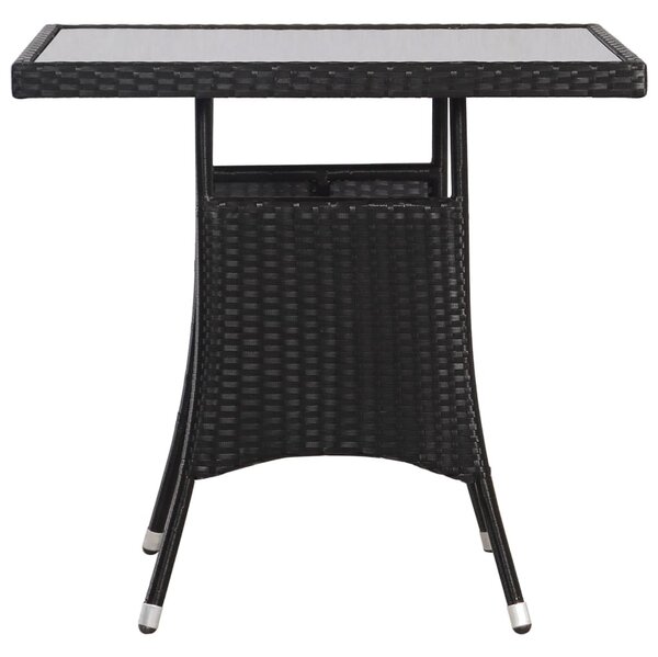 Fekete polyrattan kerti asztal 80 x 80 x 74 cm