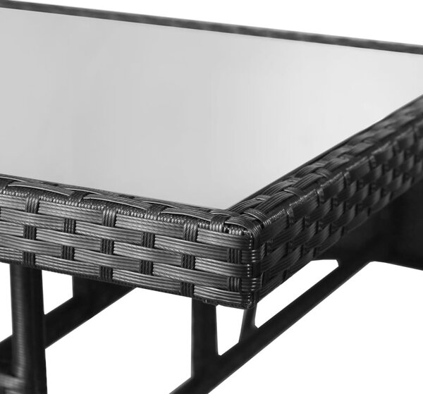 Fekete polyrattan kerti asztal 80 x 80 x 74 cm