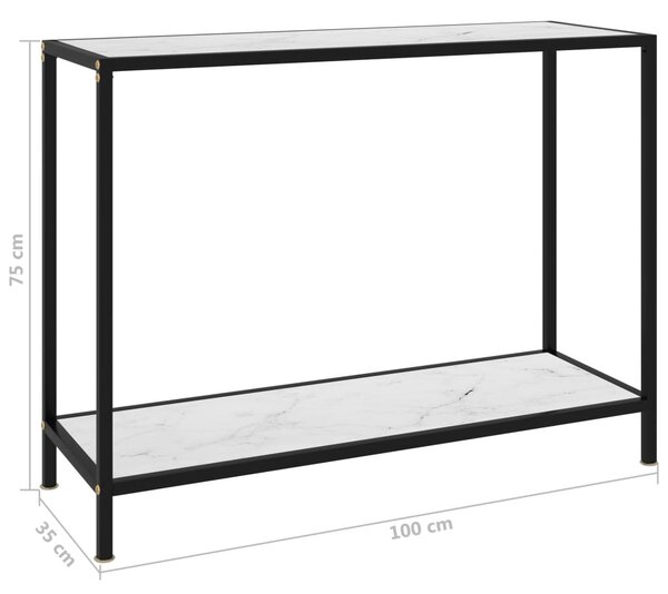 Fehér edzett üveg tálalóasztal 100 x 35 x 75 cm