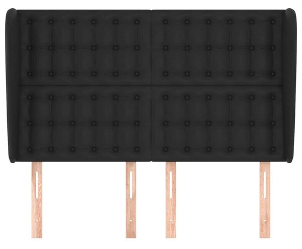 VIDAXL Szárnyas Ágyfejtámla - Fekete Műbőr - 147x23x118/128cm