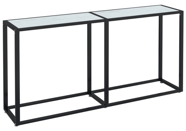 Fehér márványszínű edzett üveg tálalóasztal 160 x 35 x 75,5 cm