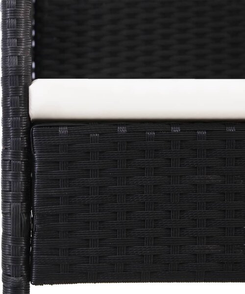 4 db fekete polyrattan kerti szék krémfehér párnákkal
