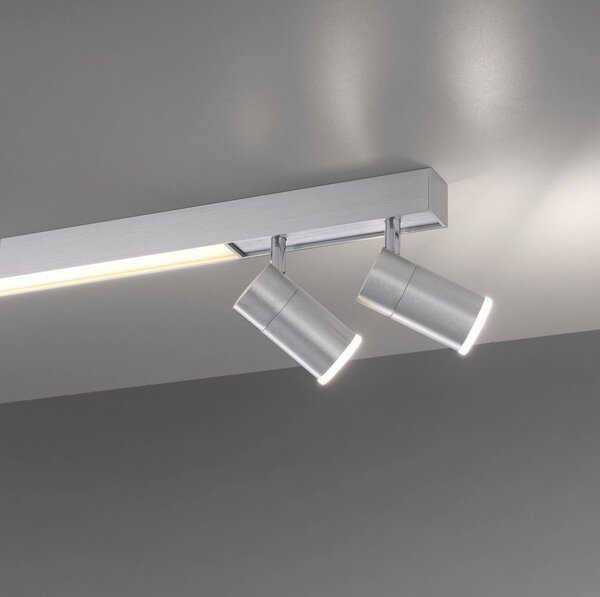 PURE LED mennyezeti lámpa Lines, 120 cm, ezüst, távirányítóval, dimmelhető, Alu / szürke / cink, Nappali / Étkező, fém, Modern