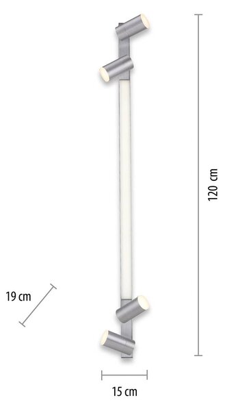 PURE LED mennyezeti lámpa Lines, 120 cm, ezüst, távirányítóval, dimmelhető, Alu / szürke / cink, Nappali / Étkező, fém, Modern