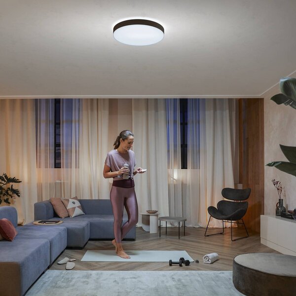 Philips Hue Enrave LED mennyezeti lámpa 55.1cm fekete, dimmelhető, Fekete, Nappali / Étkező, fém, Modern