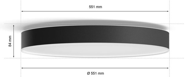 Philips Hue Enrave LED mennyezeti lámpa 55.1cm fekete, dimmelhető, Fekete, Nappali / Étkező, fém, Modern