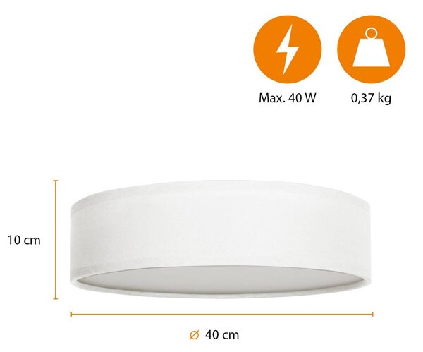 Smartwares Mennyezeti lámpa álom, Ø 40 cm, textil, fehér, dimmelhető, Fehér / opál, Nappali / Étkező, Textil / szövet / selyem, Modern
