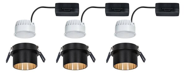 Paulmann Gil LED telep. fek. matt/arany 3 db-os, dimmelhető, Fekete, Fürdőszoba, Alumínium, Modern