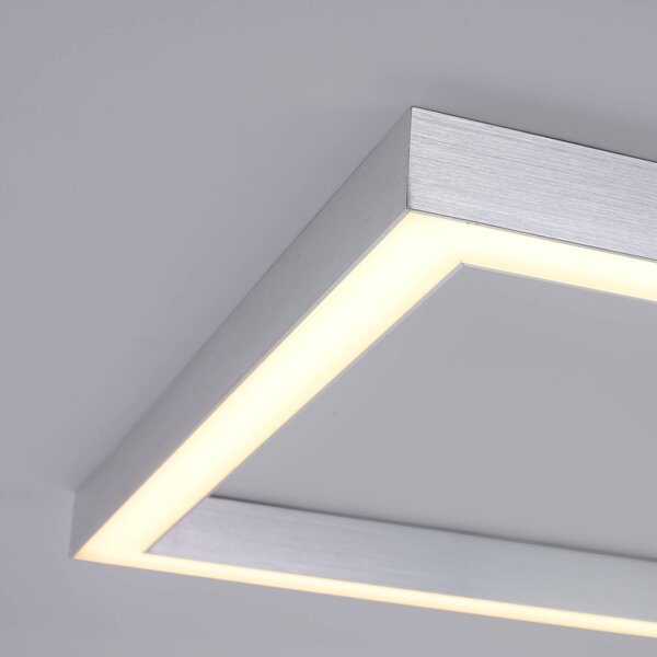 PURE LED mennyezeti lámpa Lines, 55 x cm, ezüst, CCT, távvezérlővel, dimmelhető, Alu / szürke / cink, Nappali / Étkező, Alumínium, Modern