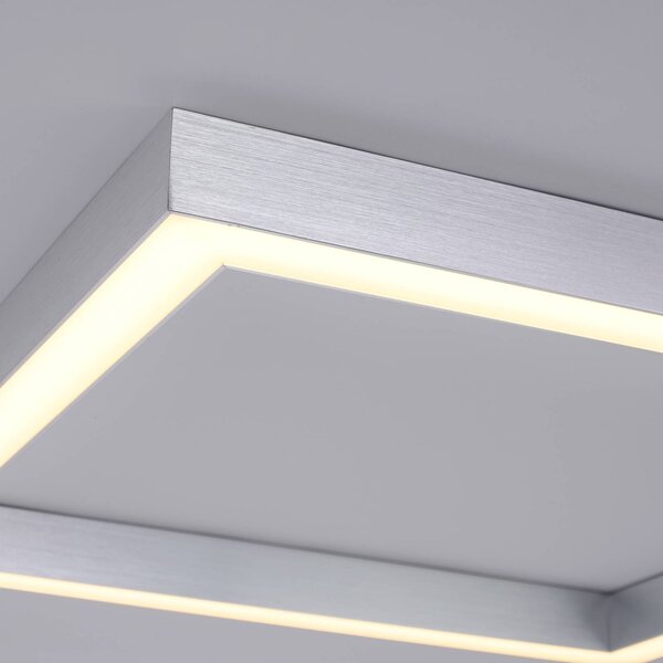 PURE LED mennyezeti lámpa Lines, 55 x cm, ezüst, CCT, távvezérlővel, dimmelhető, Alu / szürke / cink, Nappali / Étkező, Alumínium, Modern