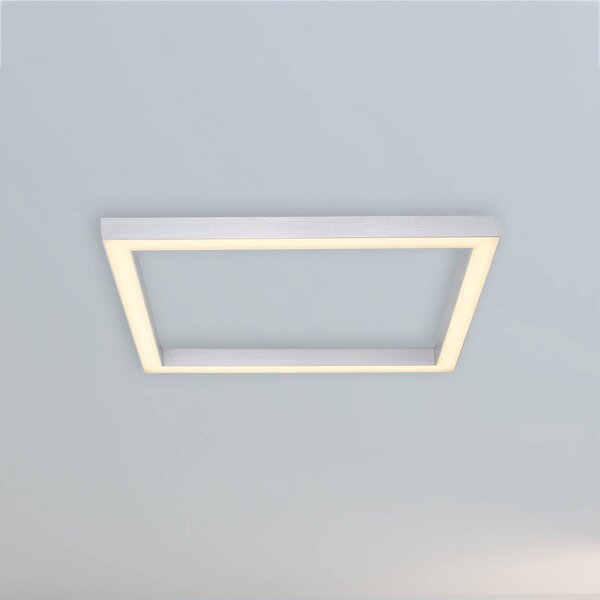 PURE LED mennyezeti lámpa Lines, 55 x cm, ezüst, CCT, távvezérlővel, dimmelhető, Alu / szürke / cink, Nappali / Étkező, Alumínium, Modern