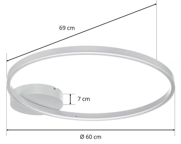 Fabas Luce LED mennyezeti lámpa Giotto 1 égős, fehér, dimmelhető, Fehér / opál, Nappali / Étkező, fém, Modern