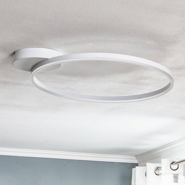 Fabas Luce LED mennyezeti lámpa Giotto 1 égős, fehér, dimmelhető, Fehér / opál, Nappali / Étkező, fém, Modern