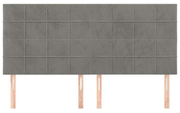 4 db világosszürke bársony fejtámla 100x5x78/88 cm