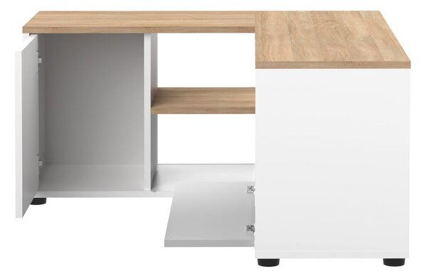 Fehér-natúr színű TV-állvány tölgyfa dekorral 90x45 cm Angle – TemaHome