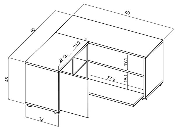 Fehér-natúr színű TV-állvány tölgyfa dekorral 90x45 cm Angle – TemaHome