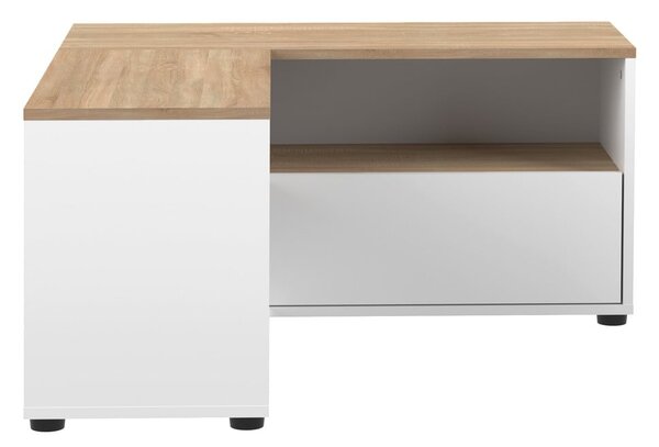 Fehér-natúr színű TV-állvány tölgyfa dekorral 90x45 cm Angle – TemaHome