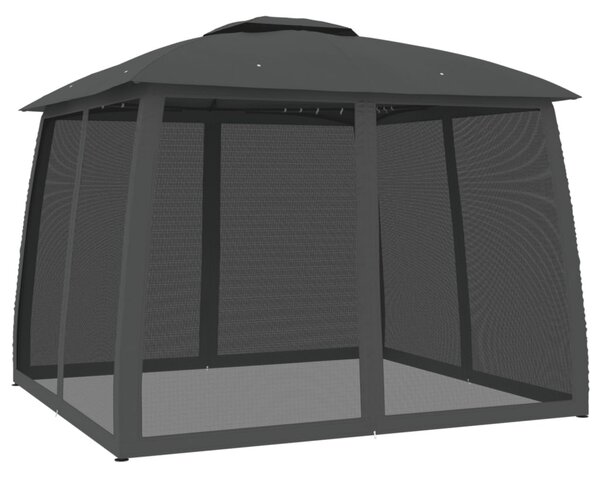 Antracit acél dupla tetős pavilon hálós falakkal 2,93 x 2,93 m