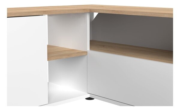 Fehér-natúr színű TV-állvány tölgyfa dekorral 90x45 cm Angle – TemaHome