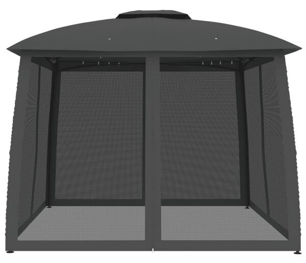 Antracit acél dupla tetős pavilon hálós falakkal 2,93 x 2,93 m