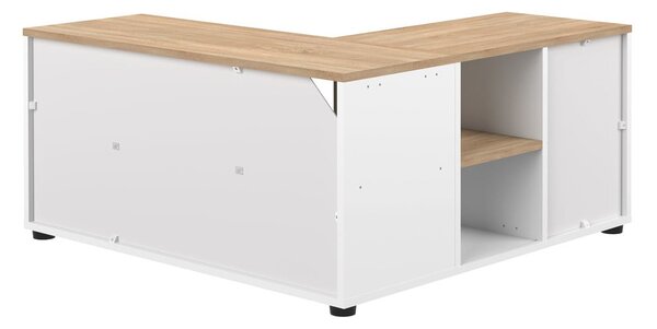 Fehér-natúr színű TV-állvány tölgyfa dekorral 90x45 cm Angle – TemaHome