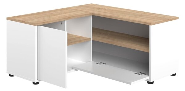 Fehér-natúr színű TV-állvány tölgyfa dekorral 90x45 cm Angle – TemaHome