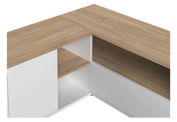 Fehér-natúr színű TV-állvány tölgyfa dekorral 90x45 cm Angle – TemaHome