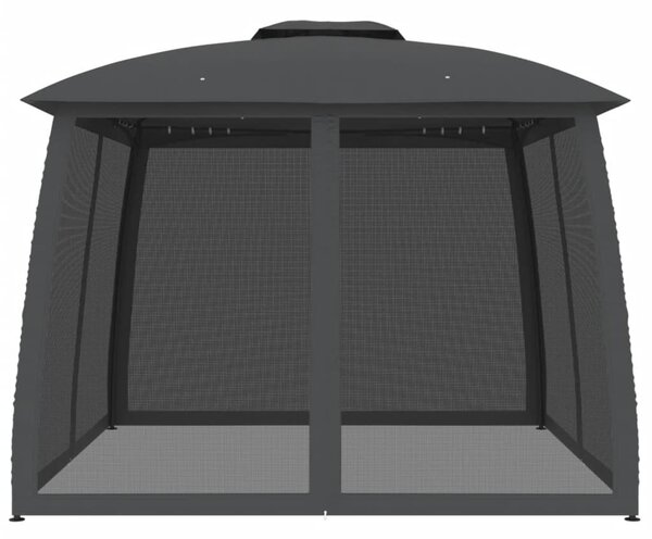 Antracit acél dupla tetős pavilon hálós falakkal 2,93 x 2,93 m