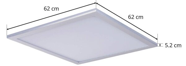 Lindby LED panel Livel, 4000K, 62 cm x cm, ezüst, fém, Alu / szürke / cink, Konyha, Műanyag, Modern