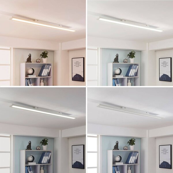 Arcchio LED panel Arya, 120 cm, fehér, fényerőszabályzó, alumínium, dimmelhető, Fehér / opál, Dolgozószoba / Iroda, Műanyag