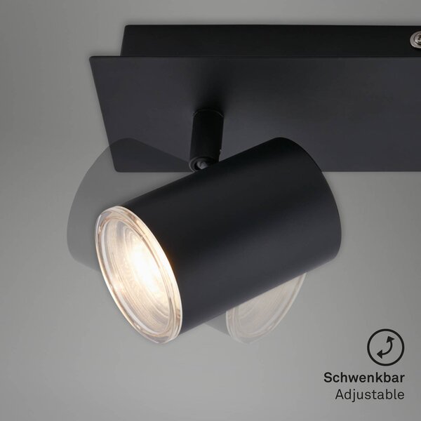 Briloner menny. spot Banyo Splash GU10 IP44 két égő, dimmelhető, Fekete, Nappali / Étkező, fém, Modern