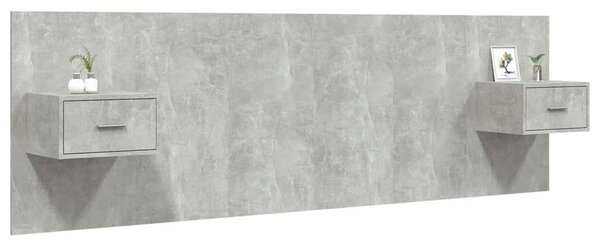 VidaXL Ágyfejtámla Éjjeliszekrényekkel - Betonszürke - 160cm