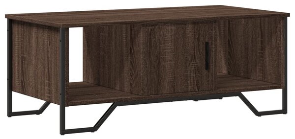 Barna tölgyszínű szerelt fa dohányzóasztal 100 x 51 x 40 cm