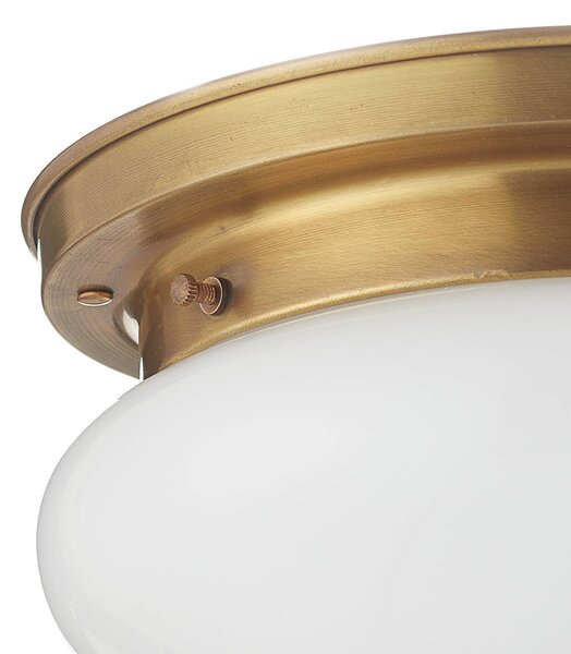 Berliner Messinglampen HARRY opálos mennyezeti lámpa sárgarézzel, dimmelhető, Bronz / antik sárgaréz, Nappali / Étkező, Üveg, Antik