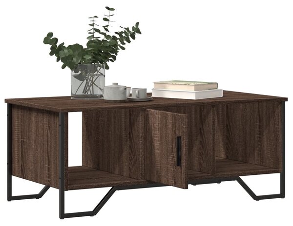 Barna tölgyszínű szerelt fa dohányzóasztal 100 x 51 x 40 cm