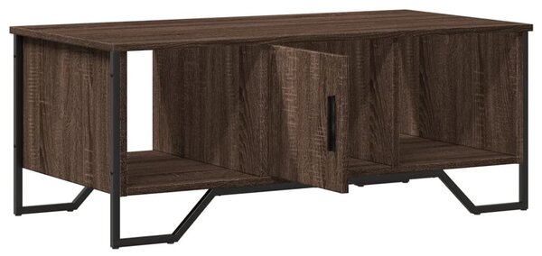 Barna tölgyszínű szerelt fa dohányzóasztal 100 x 51 x 40 cm