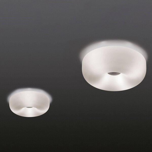 Foscarini Circus piccola üveg mennyezeti lámpa, Ø 32 cm, dimmelhető, Fehér / opál, Nappali / Étkező, Üveg, Dizájn