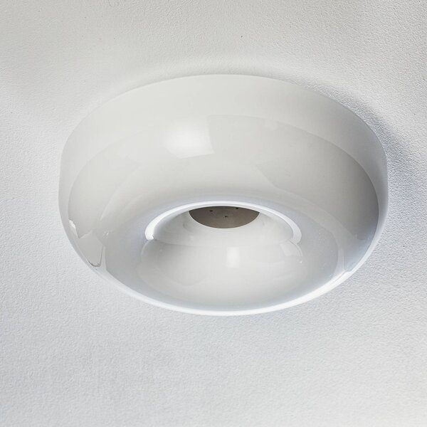 Foscarini Circus piccola üveg mennyezeti lámpa, Ø 32 cm, dimmelhető, Fehér / opál, Nappali / Étkező, Üveg, Dizájn