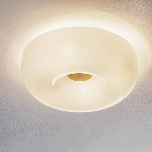 Foscarini Circus piccola üveg mennyezeti lámpa, Ø 32 cm, dimmelhető, Fehér / opál, Nappali / Étkező, Üveg, Dizájn