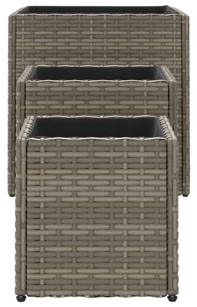 VidaXL 3 db szürke polyrattan kerti ültetőláda