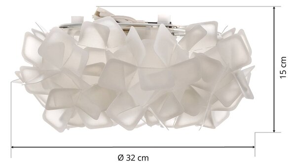 Slamp Clizia mennyezeti lámpa, Ø 32 cm, fehér, dimmelhető, Fehér / opál, Nappali / Étkező, Műanyag, Dizájn